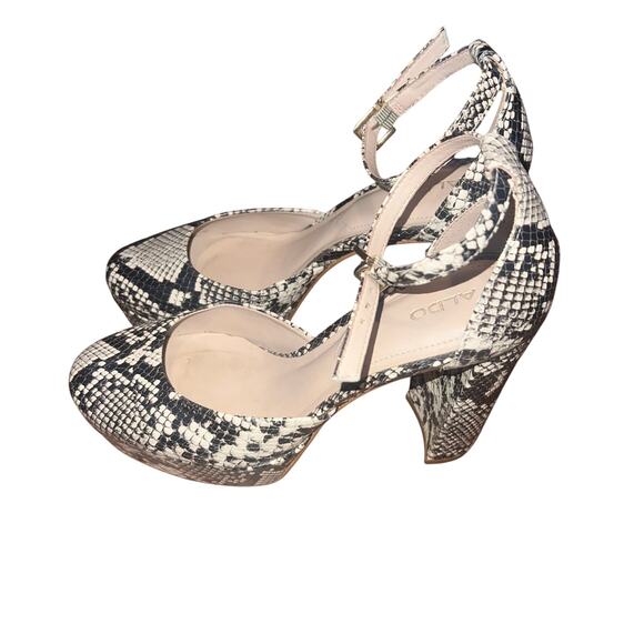 ALDO Snake Print Ankle Strap Round Toe Platform Heels Size 7 - Picture 3 of 16